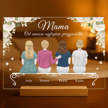 Mama z córkami ClipArt - Druk na szkle, spersonalizowany prezent dla mamy - Adamell.pl
