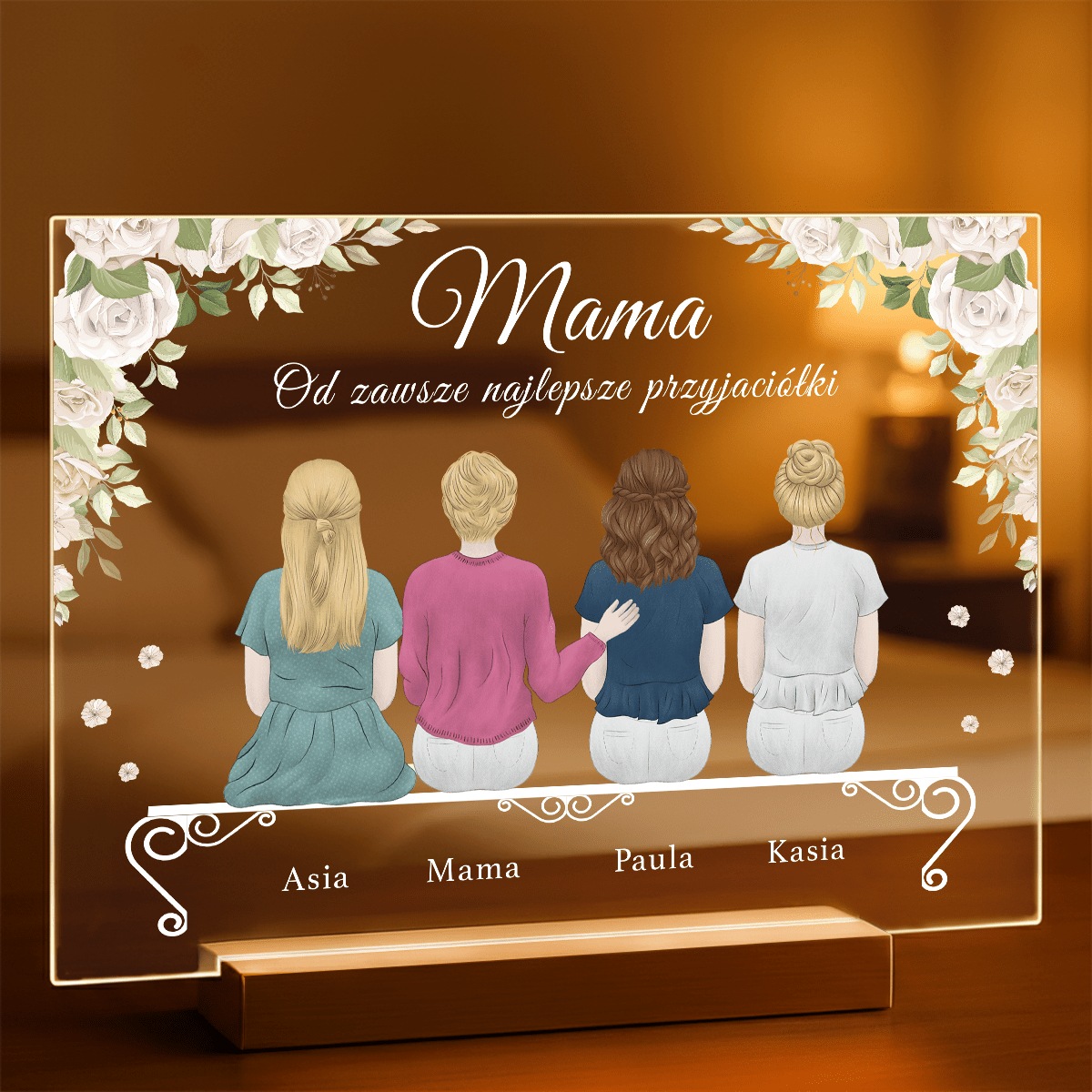 Mama z córkami ClipArt - Druk na szkle, spersonalizowany prezent dla mamy - Adamell.pl