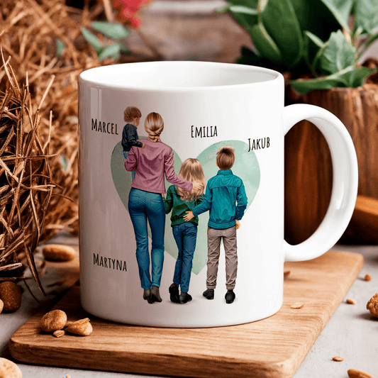 Mama ze swoimi dziećmi Clipart - 1x Kubek z nadrukiem, spersonalizowany prezent dla mamy - Adamell.pl