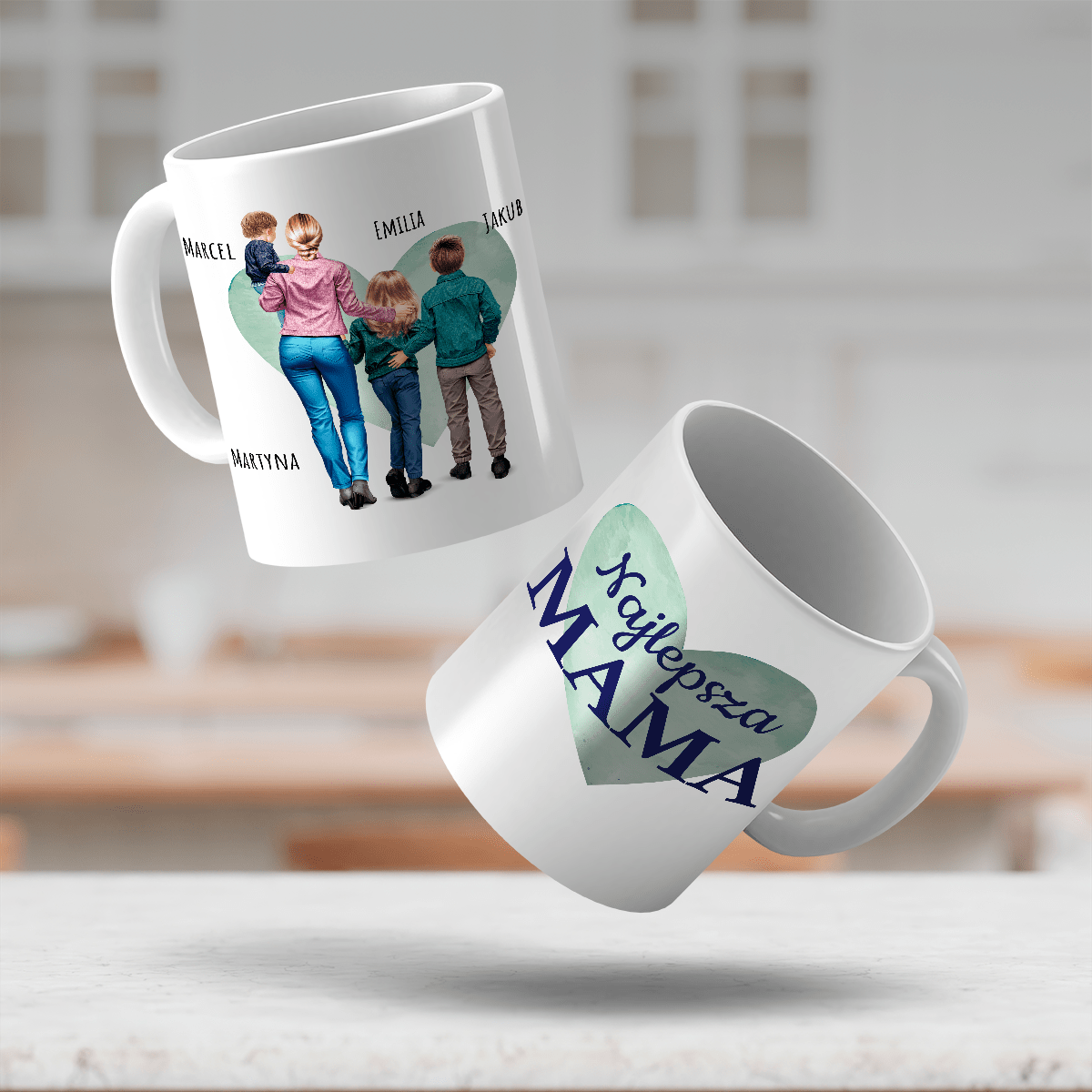 Mama ze swoimi dziećmi Clipart - 1x Kubek z nadrukiem, spersonalizowany prezent dla mamy - Adamell.pl