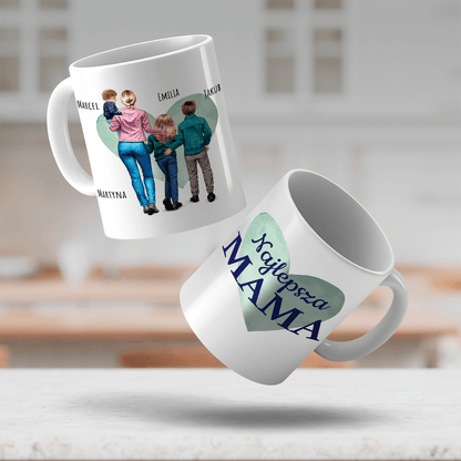 Mama ze swoimi dziećmi Clipart - 1x Kubek z nadrukiem, spersonalizowany prezent dla mamy - Adamell.pl