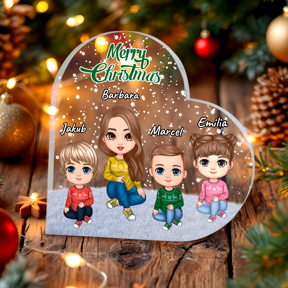 Druk na szkle CLIPART MAMA + wieczna róża + wisiorek - zestaw prezentowy 3 w 1, spersonalizowany prezent dla mamy