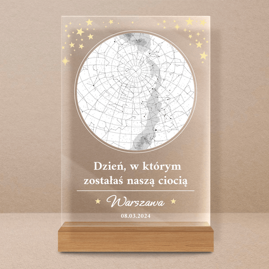 Mapa gwiazd ciocia - Druk na szkle, spersonalizowany prezent dla cioci - Adamell.pl