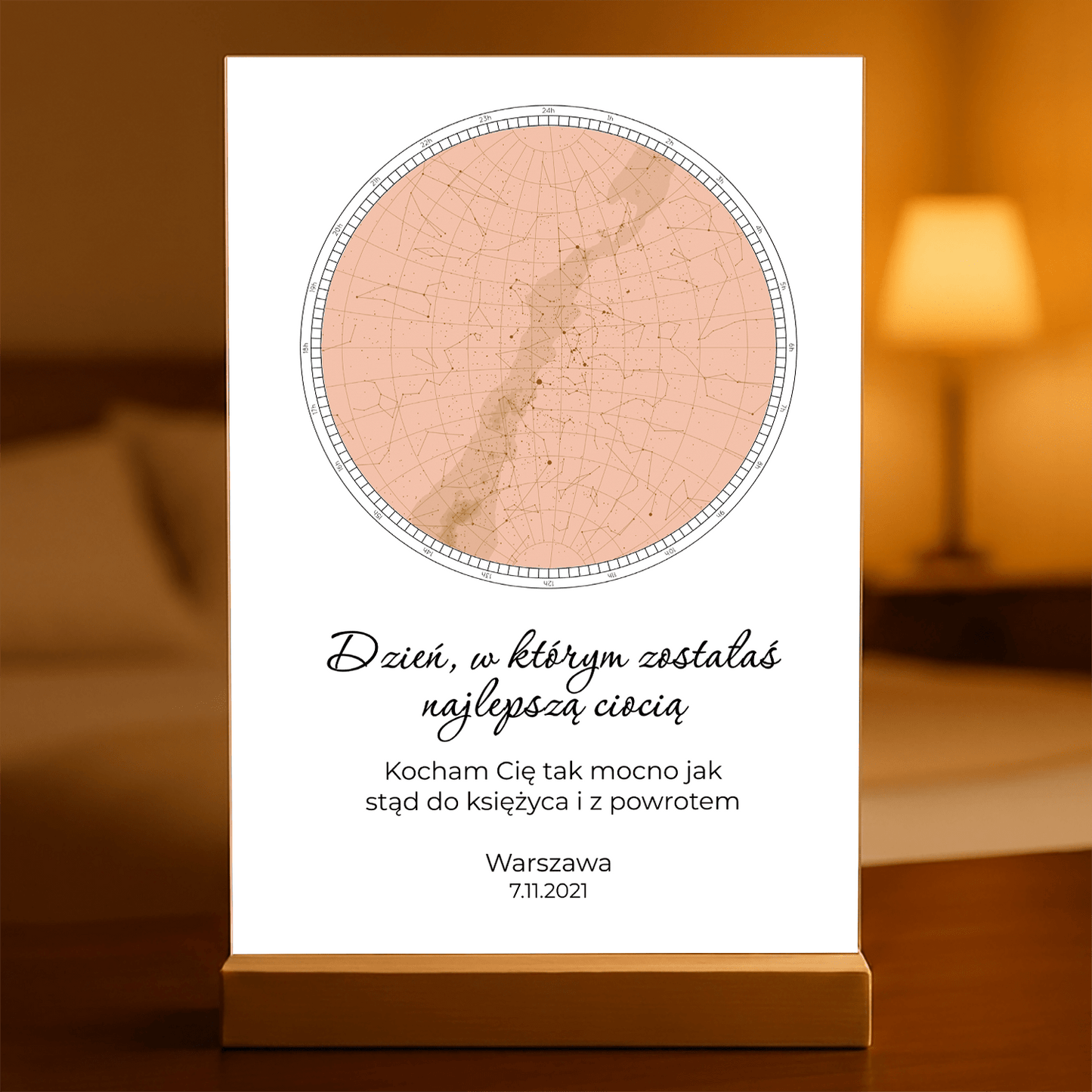 Mapa gwiazd dla cioci - Druk na szkle, spersonalizowany prezent dla cioci - Adamell.pl