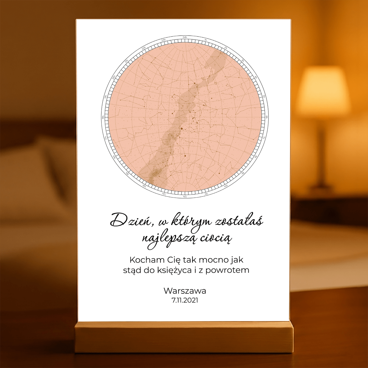 Mapa gwiazd dla cioci - Druk na szkle, spersonalizowany prezent dla cioci - Adamell.pl