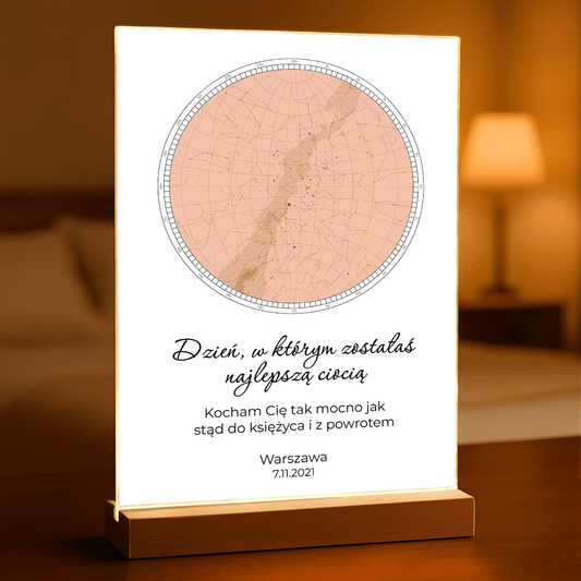 Mapa gwiazd dla cioci - Druk na szkle, spersonalizowany prezent dla cioci - Adamell.pl