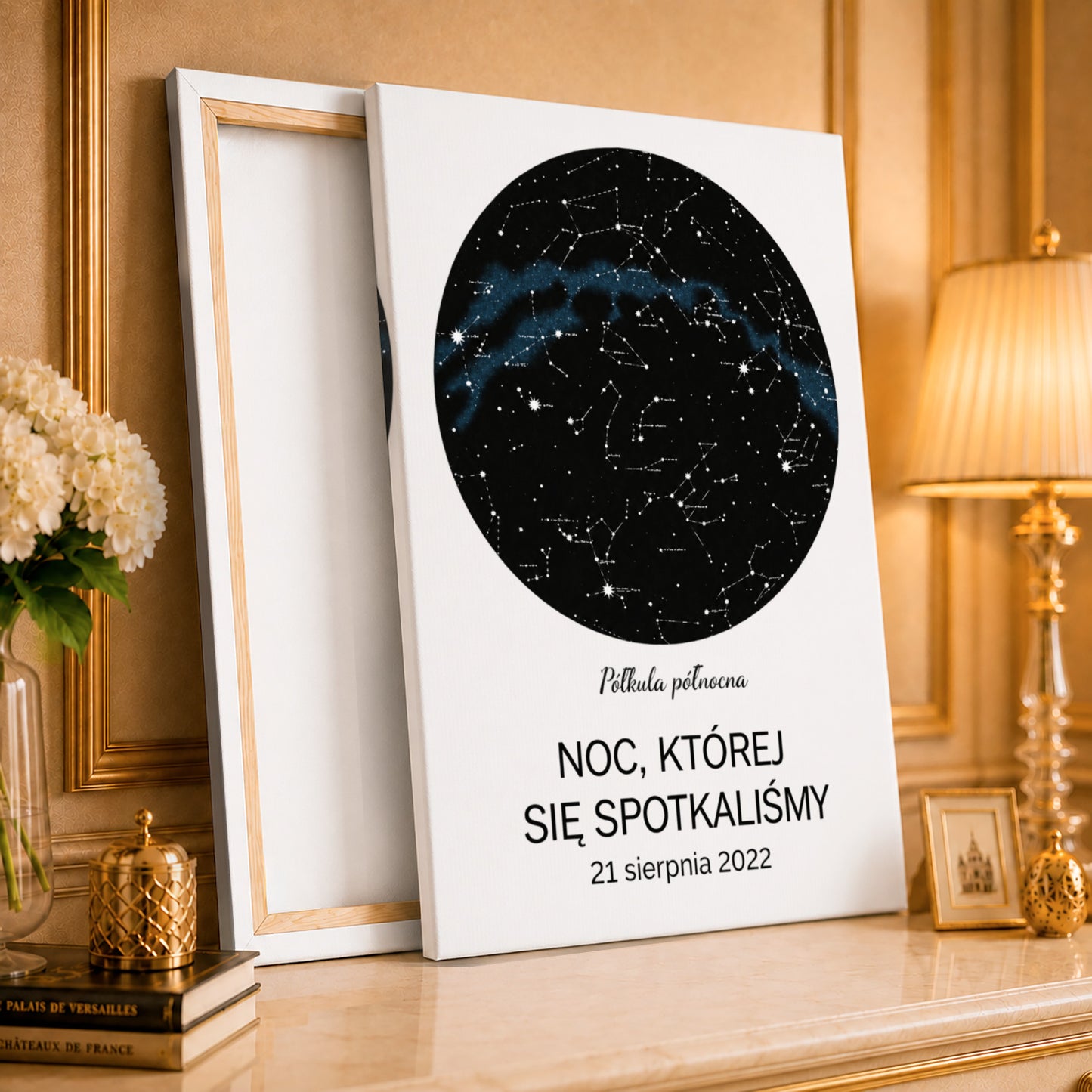Kolaż ze zdjęć na płótnie Mapa gwiezdna — prezent na rocznicę