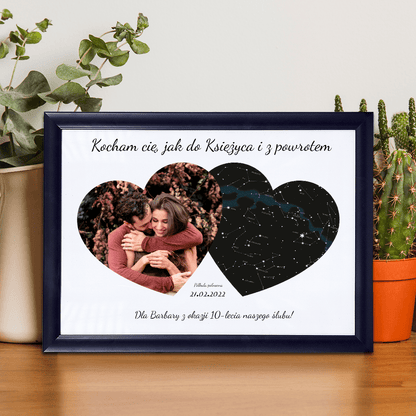 Mapa nieba z fotografią - Druk na szkle, spersonalizowany prezent - Adamell.pl