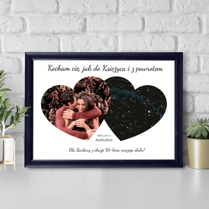 Mapa nieba z fotografią - Druk na szkle, spersonalizowany prezent - Adamell.pl