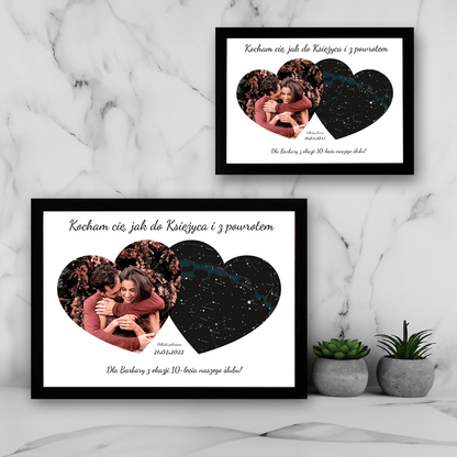 Mapa nieba z fotografią - Druk na szkle, spersonalizowany prezent - Adamell.pl