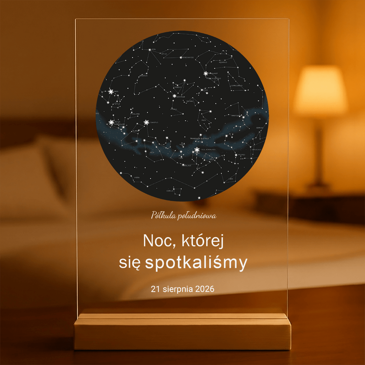 Mapa z gwiazd - Druk na szkle, spersonalizowany prezent - Adamell.pl