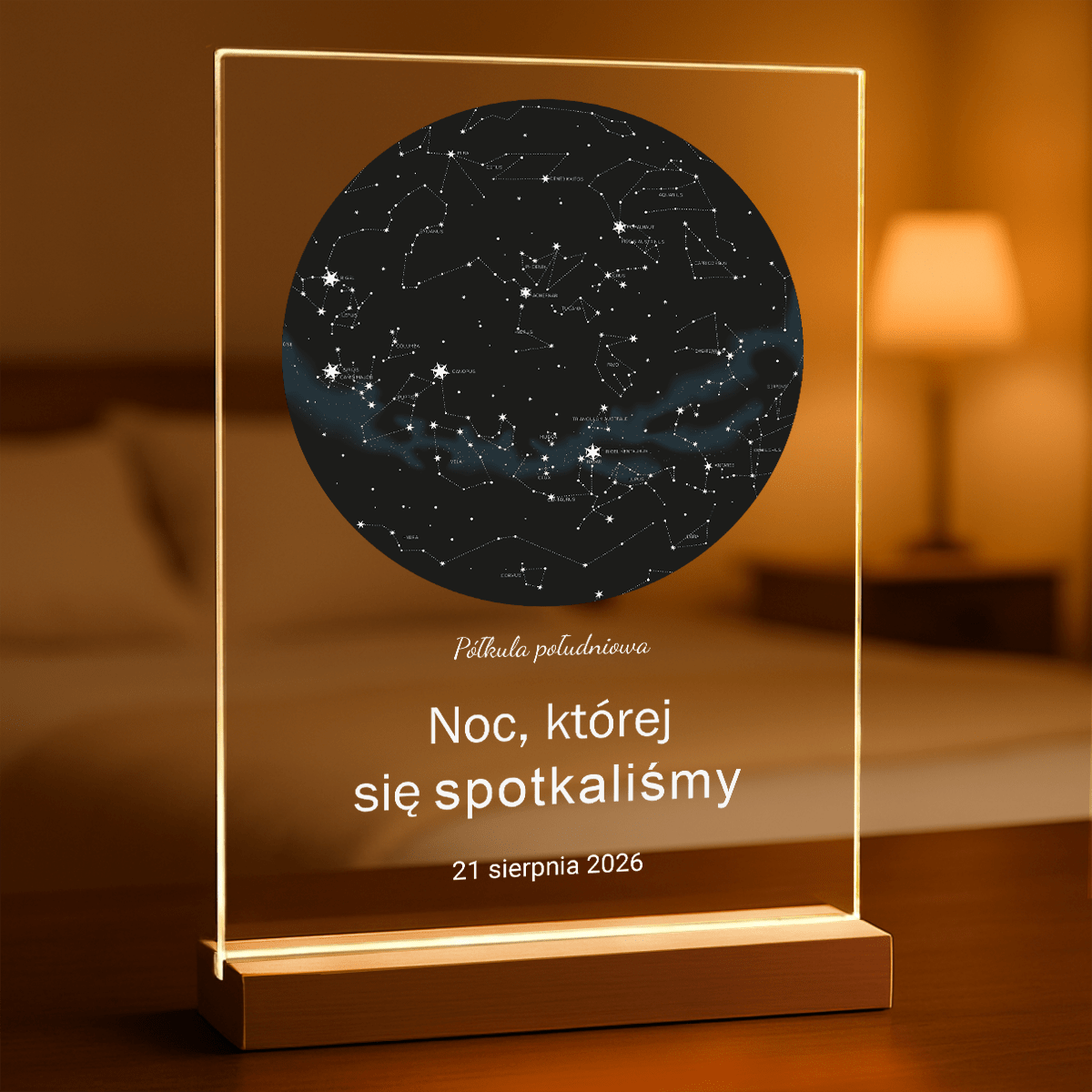 Mapa z gwiazd - Druk na szkle, spersonalizowany prezent - Adamell.pl