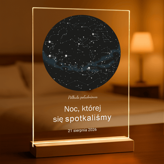 Mapa z gwiazd - Druk na szkle, spersonalizowany prezent - Adamell.pl