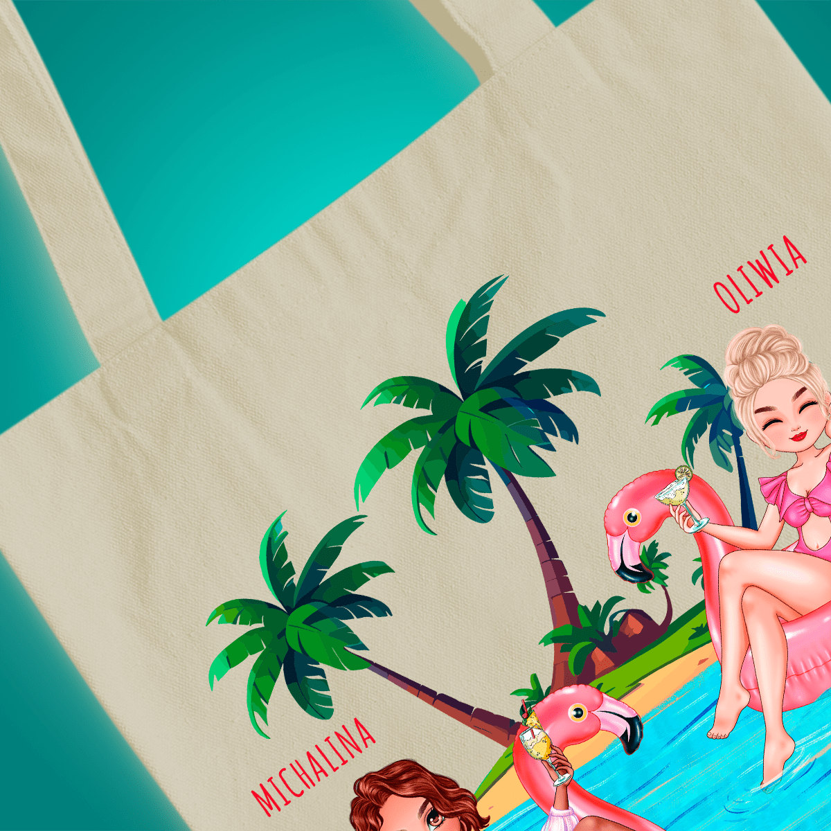 Materiałowa torba shopper z własnym nadrukiem BESTIES FOREVER - spersonalizowany prezent dla przyjaciółki - Adamell.pl