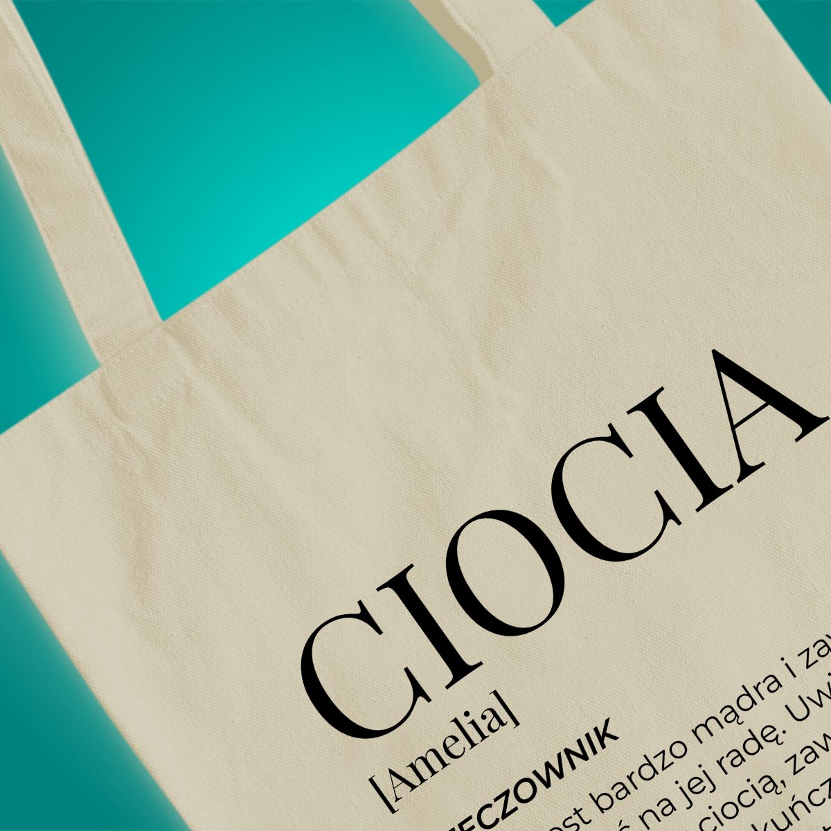 Materiałowa torba shopper z własnym nadrukiem CIOCIA - spersonalizowany prezent dla cioci - Adamell.pl