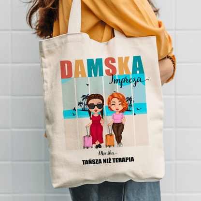 Materiałowa torba shopper z własnym nadrukiem DAMSKA IMPREZA - spersonalizowany prezent dla niej - Adamell.pl