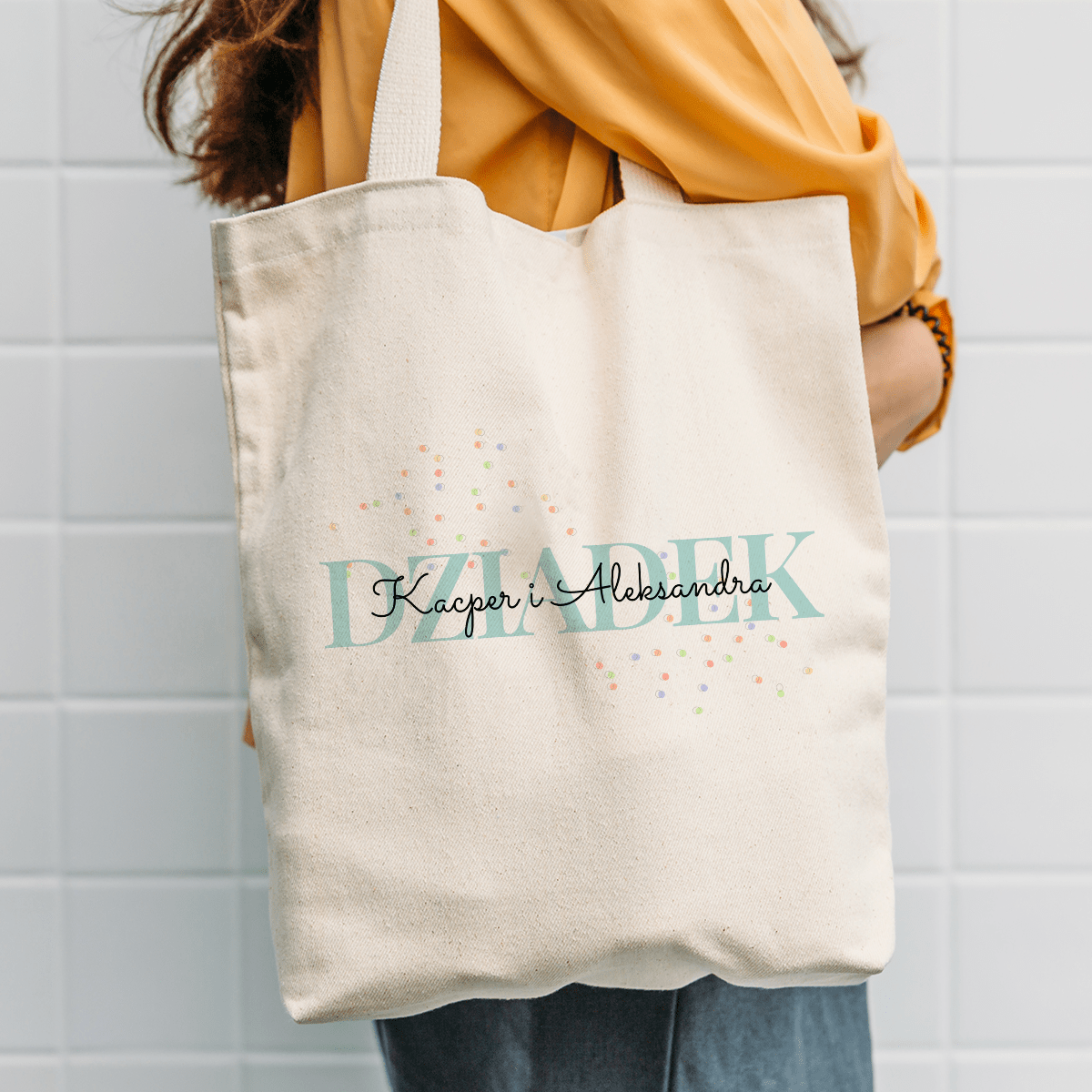 Materiałowa torba shopper z własnym nadrukiem DZIADEK - spersonalizowany prezent dla dziadka - Adamell.pl