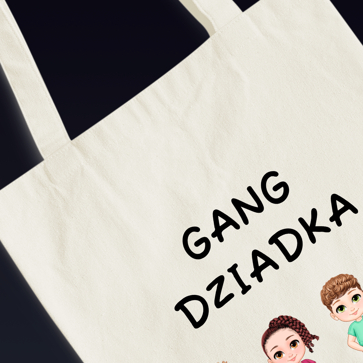 Materiałowa torba shopper z własnym nadrukiem GANG DZIADKA - spersonalizowany prezent dla dziadka - Adamell.pl