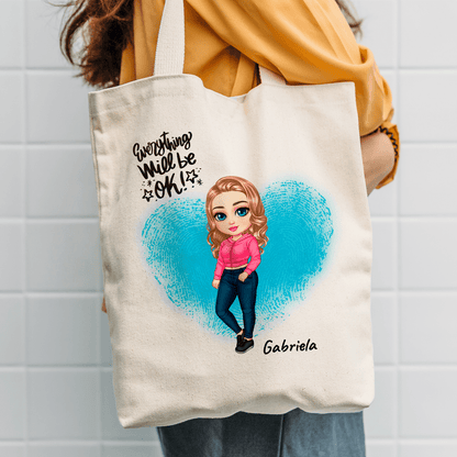 Materiałowa torba shopper z własnym nadrukiem GRAFIKA + IMIĘ - spersonalizowany prezent dla kobiety - Adamell.pl