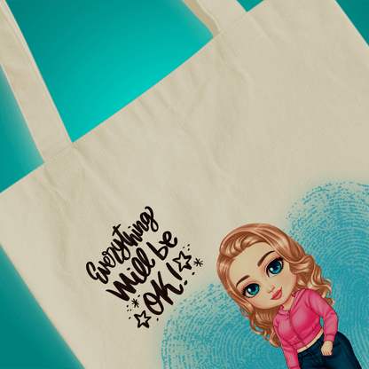 Materiałowa torba shopper z własnym nadrukiem GRAFIKA + IMIĘ - spersonalizowany prezent dla kobiety - Adamell.pl