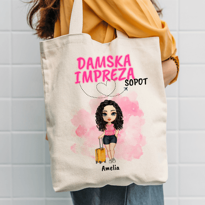 Materiałowa torba shopper z własnym nadrukiem IMPREZA - spersonalizowany prezent dla kobiety - Adamell.pl