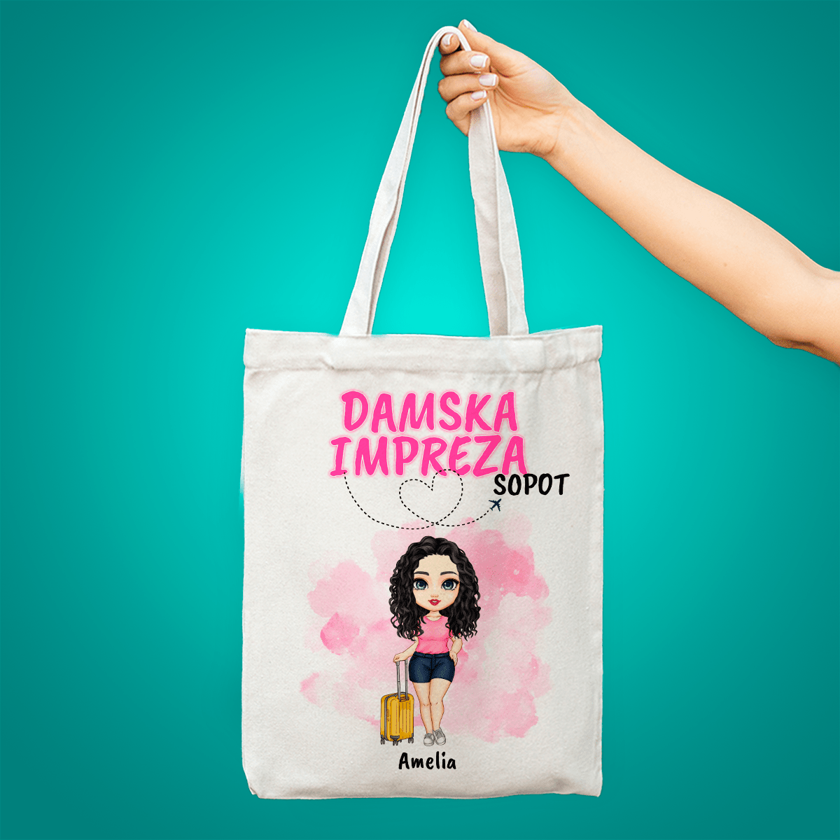 Materiałowa torba shopper z własnym nadrukiem IMPREZA - spersonalizowany prezent dla kobiety - Adamell.pl