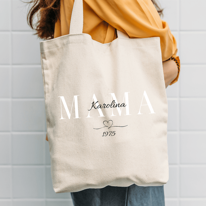 Materiałowa torba shopper z własnym nadrukiem MAMA + imię - spersonalizowany prezent dla mamy - Adamell.pl