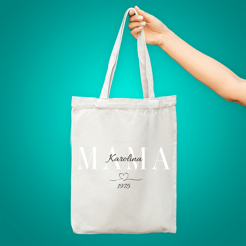 Materiałowa torba shopper z własnym nadrukiem MAMA + imię - spersonalizowany prezent dla mamy - Adamell.pl