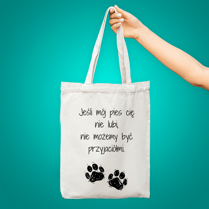 Materiałowa torba shopper z własnym nadrukiem MÓJ PIES - spersonalizowany prezent dla właściciela psa - Adamell.pl