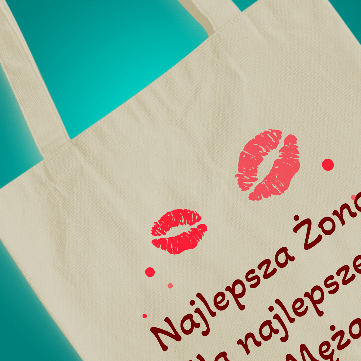 Materiałowa torba shopper z własnym nadrukiem NAJLEPSZA ŻONA - spersonalizowany prezent dla żony - Adamell.pl