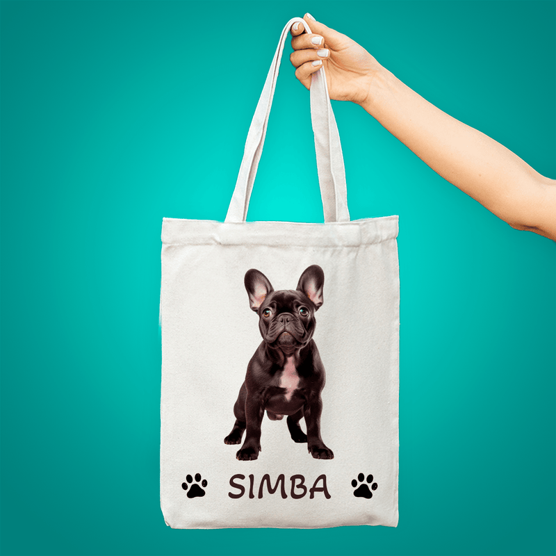 Materiałowa torba shopper z własnym nadrukiem PIES - spersonalizowany prezent dla właściciela psa - Adamell.pl