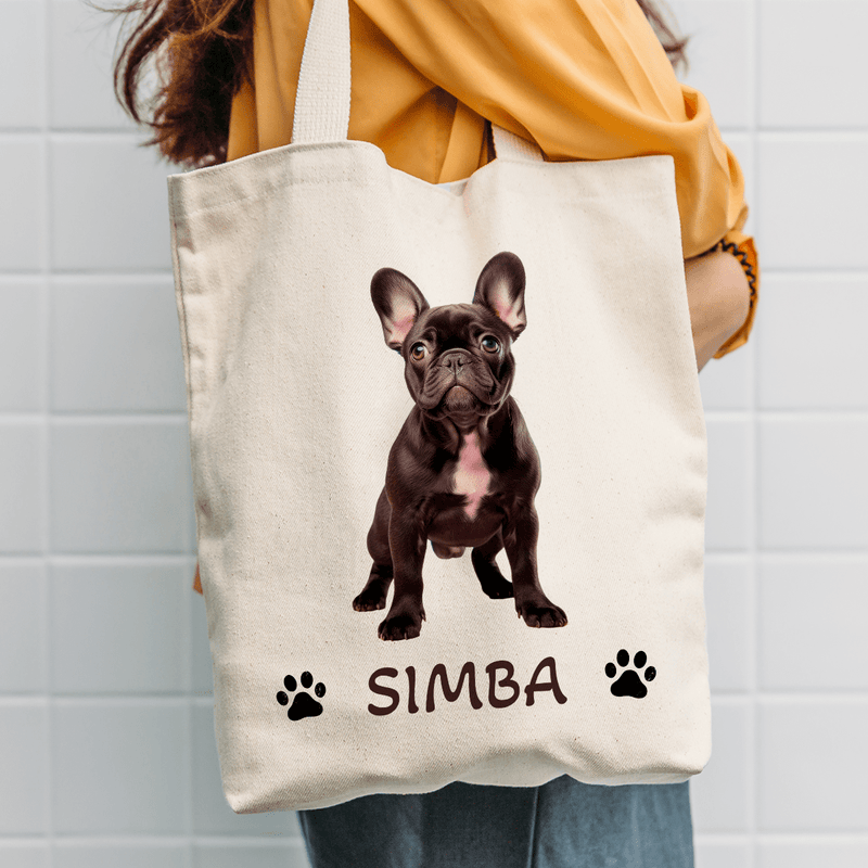 Materiałowa torba shopper z własnym nadrukiem PIES - spersonalizowany prezent dla właściciela psa - Adamell.pl