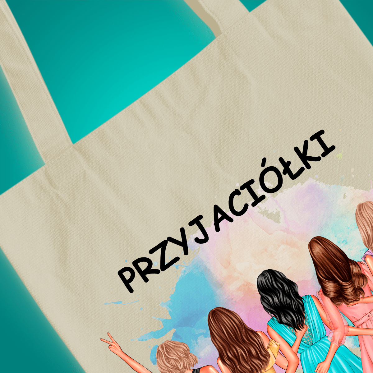 Materiałowa torba shopper z własnym nadrukiem PRZYJACIÓŁKI - spersonalizowany prezent dla przyjaciółki - Adamell.pl