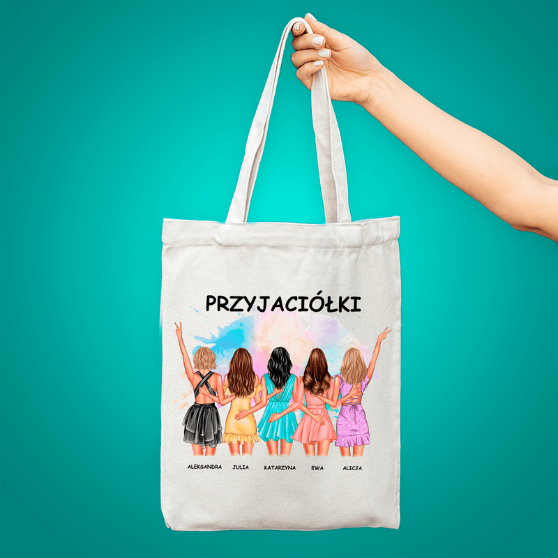 Materiałowa torba shopper z własnym nadrukiem PRZYJACIÓŁKI - spersonalizowany prezent dla przyjaciółki - Adamell.pl