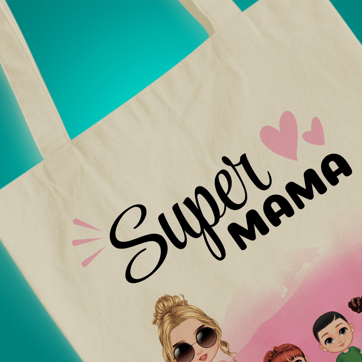 Materiałowa torba shopper z własnym nadrukiem SUPER MAMA - spersonalizowany prezent dla mamy - Adamell.pl