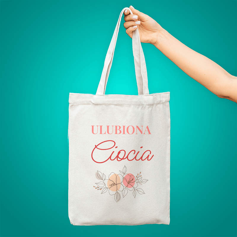 Materiałowa torba shopper z własnym nadrukiem ULUBIONA CIOCIA - spersonalizowany prezent dla cioci - Adamell.pl