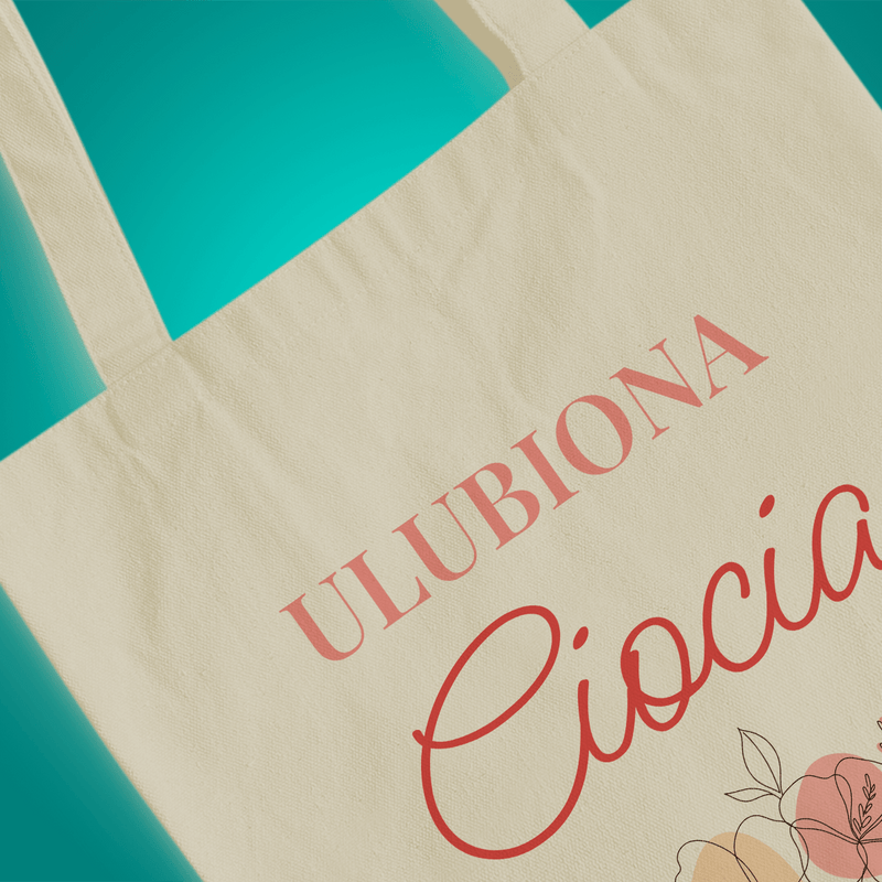 Materiałowa torba shopper z własnym nadrukiem ULUBIONA CIOCIA - spersonalizowany prezent dla cioci - Adamell.pl