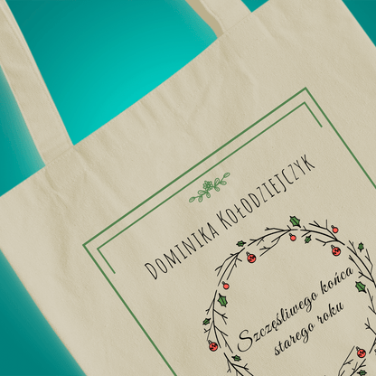 Materiałowa torba shopper z własnym nadrukiem ŻYCZENIA NOWOROCZNE - spersonalizowany prezent dla niej - Adamell.pl