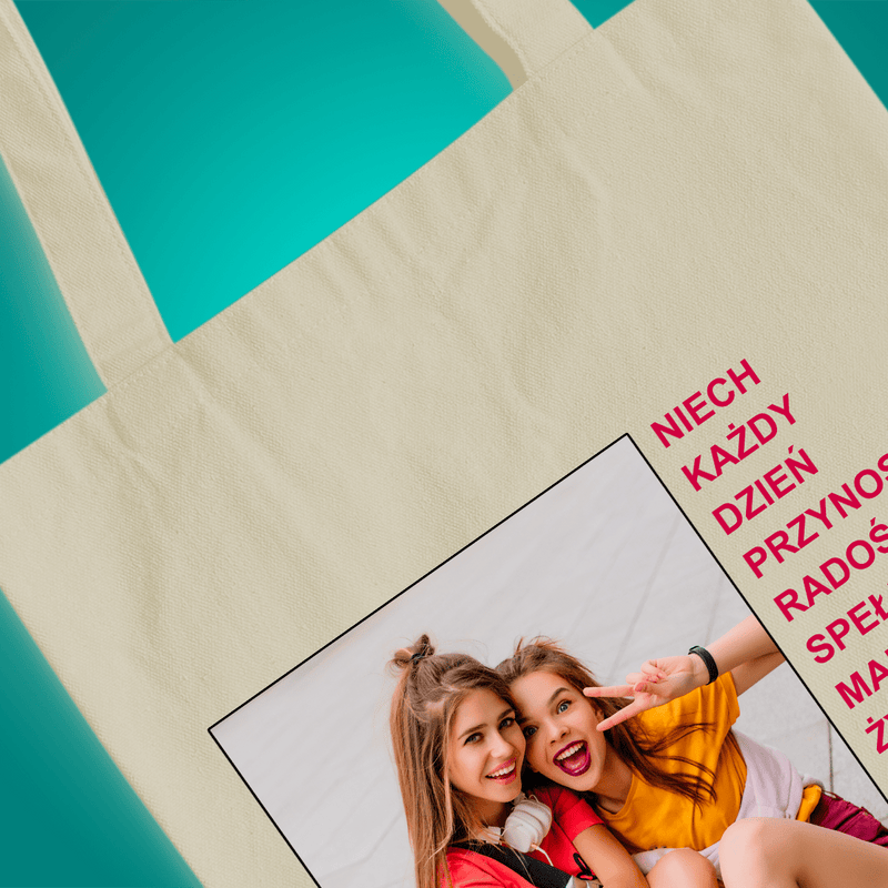 Materiałowa torba shopper z własnym nadrukiem ŻYCZENIA - spersonalizowany prezent dla przyjaciółki - Adamell.pl