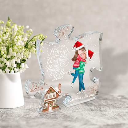 Merry Christmas and a happy New Year - Druk na szkle - puzzel, spersonalizowany prezent dla pary - Adamell.pl