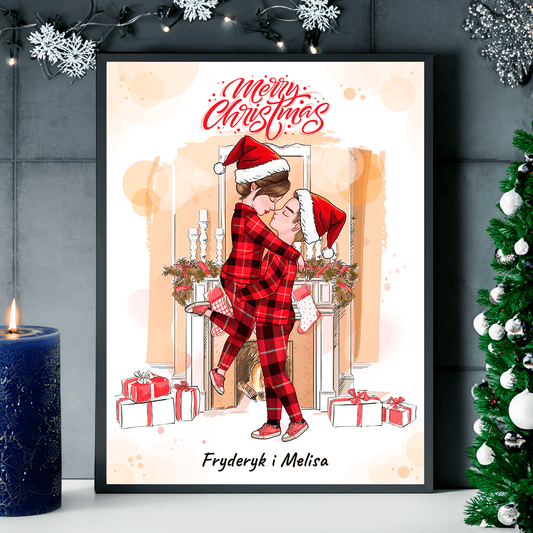 Merry Christmas Clipart - plakat, spersonalizowany prezent dla pary - Adamell.pl