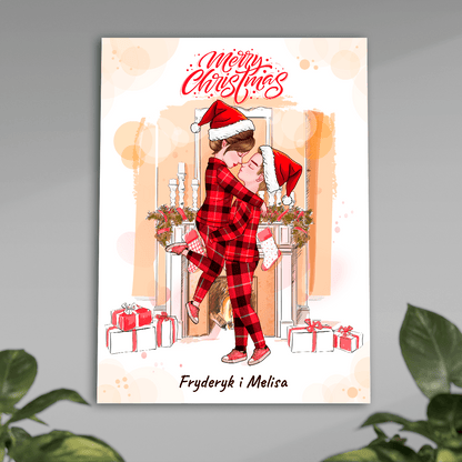 Merry Christmas Clipart - plakat, spersonalizowany prezent dla pary - Adamell.pl
