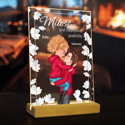 Miłość jest najlepszą podróżą - Druk na szkle, spersonalizowany prezent dla niej - Adamell.pl