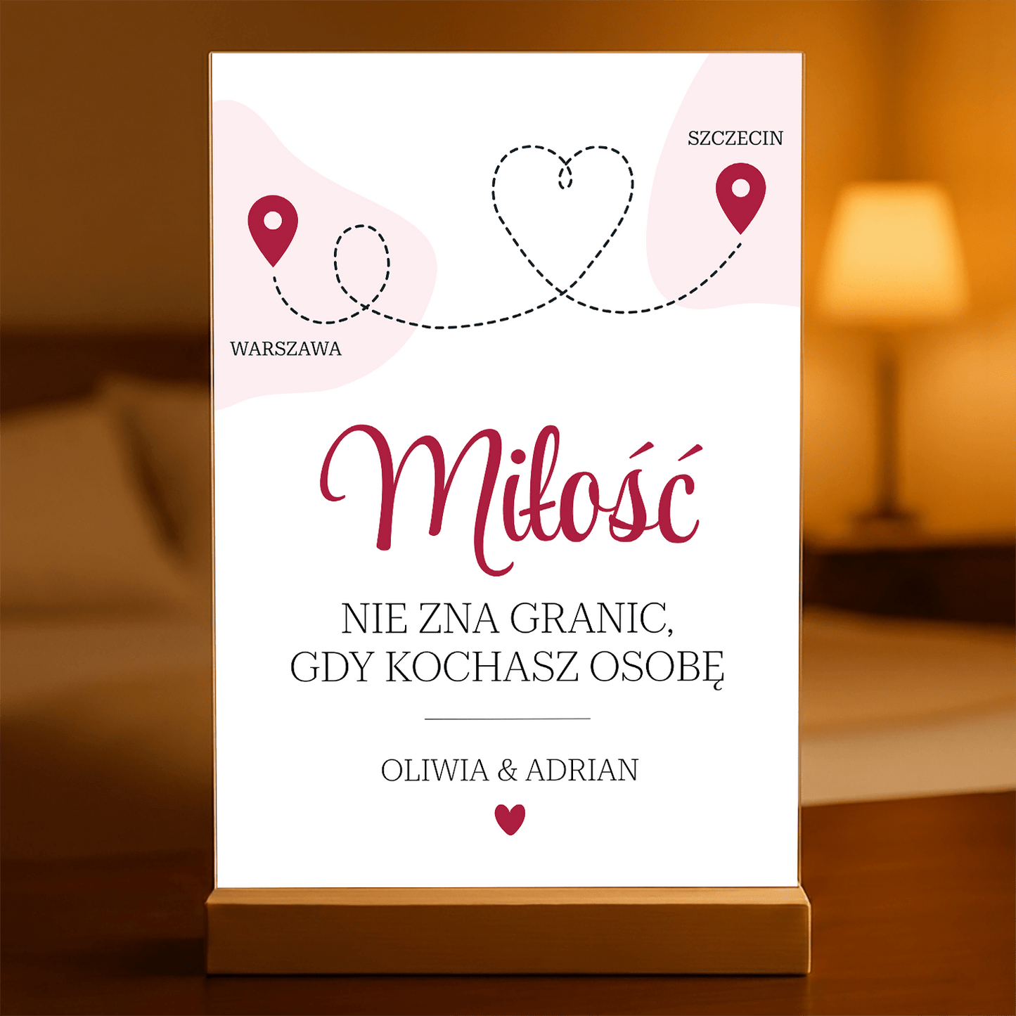 Miłość nie zna granic - Druk na szkle, spersonalizowany prezent dla niej, niego - Adamell.pl