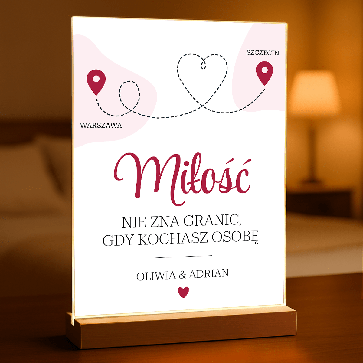 Miłość nie zna granic - Druk na szkle, spersonalizowany prezent dla niej, niego - Adamell.pl