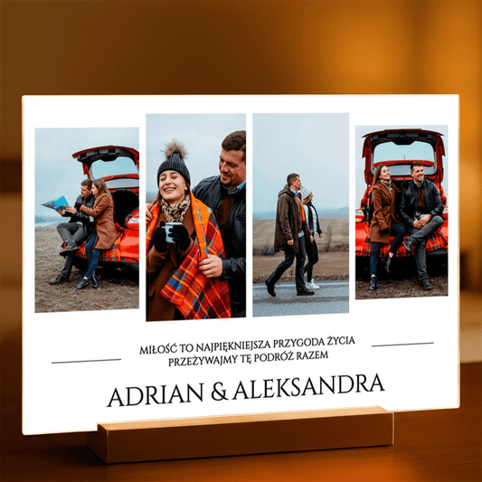 Miłość to przygoda życia - Druk na szkle, spersonalizowany prezent dla pary - Adamell.pl