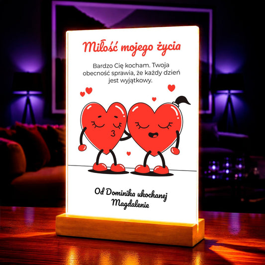 Miłość życia - Druk na szkle, spersonalizowany prezent dla pary - Adamell.pl