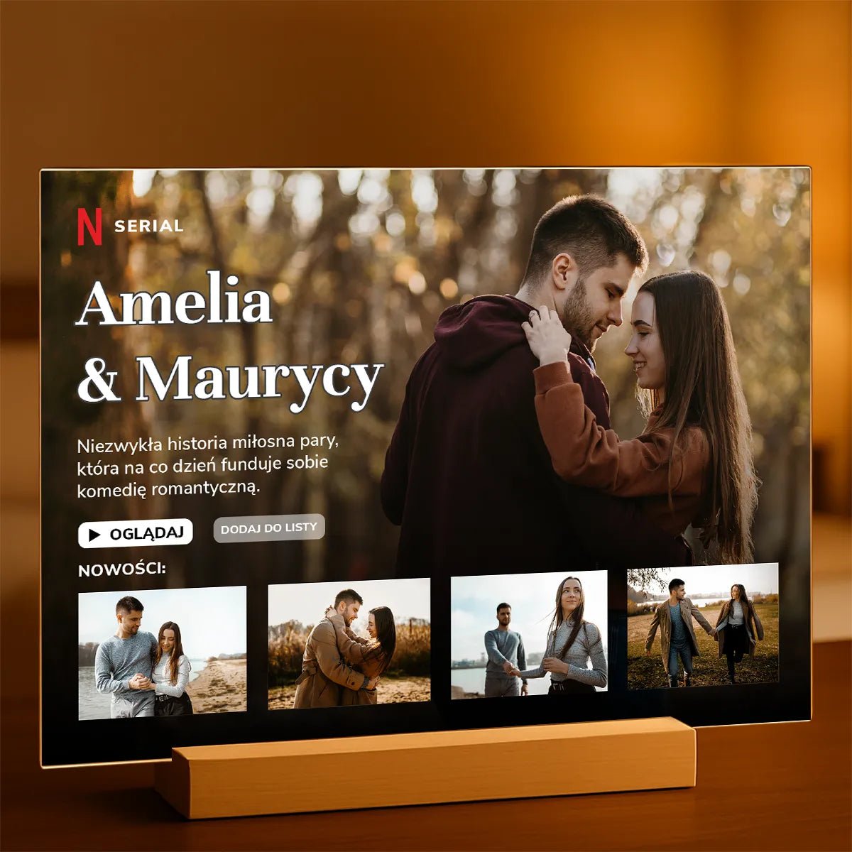 Miłosna historia - Druk na szkle, spersonalizowany prezent dla pary - Adamell.pl