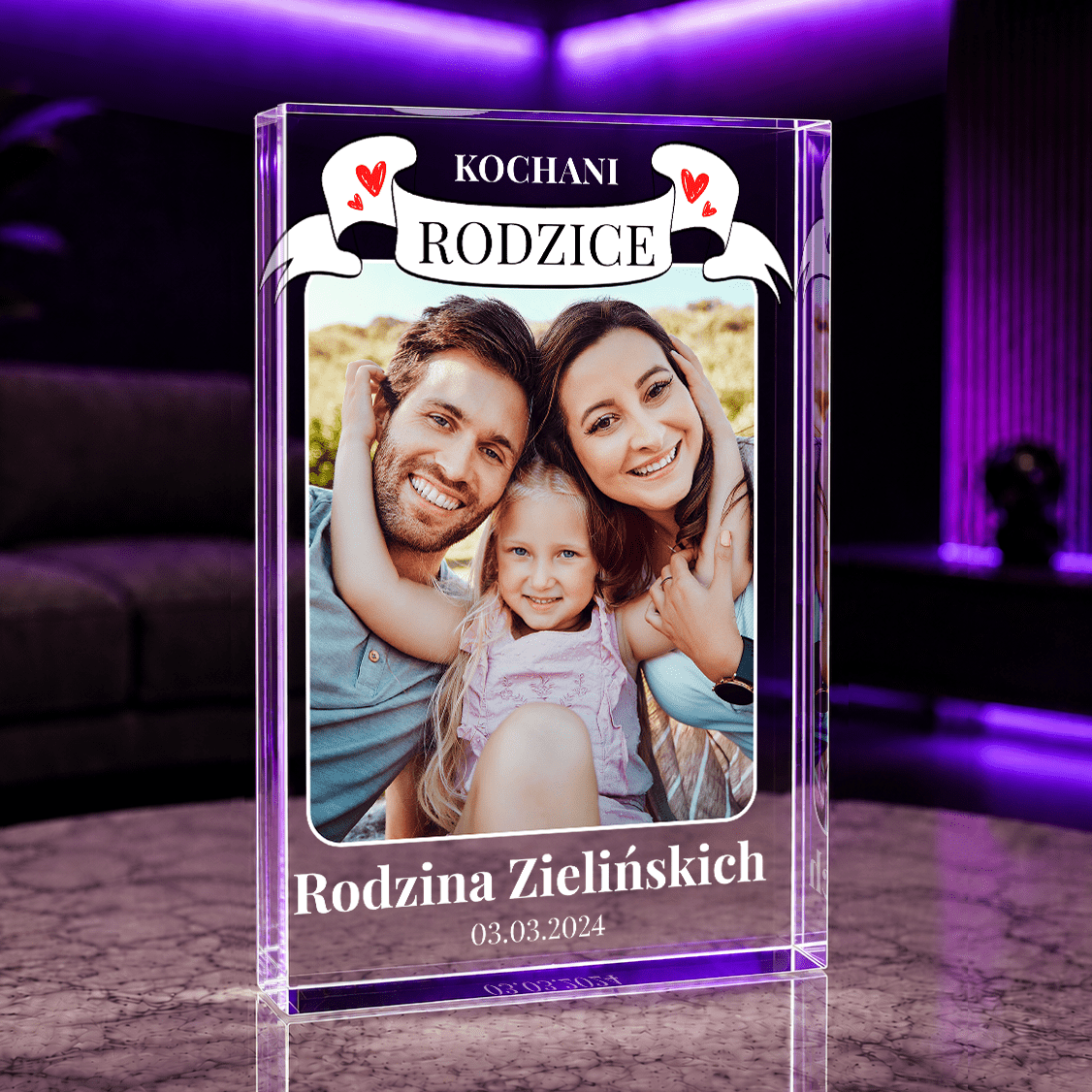 Moi rodzice - Druk na szkle, spersonalizowany prezent dla rodziców - Adamell.pl