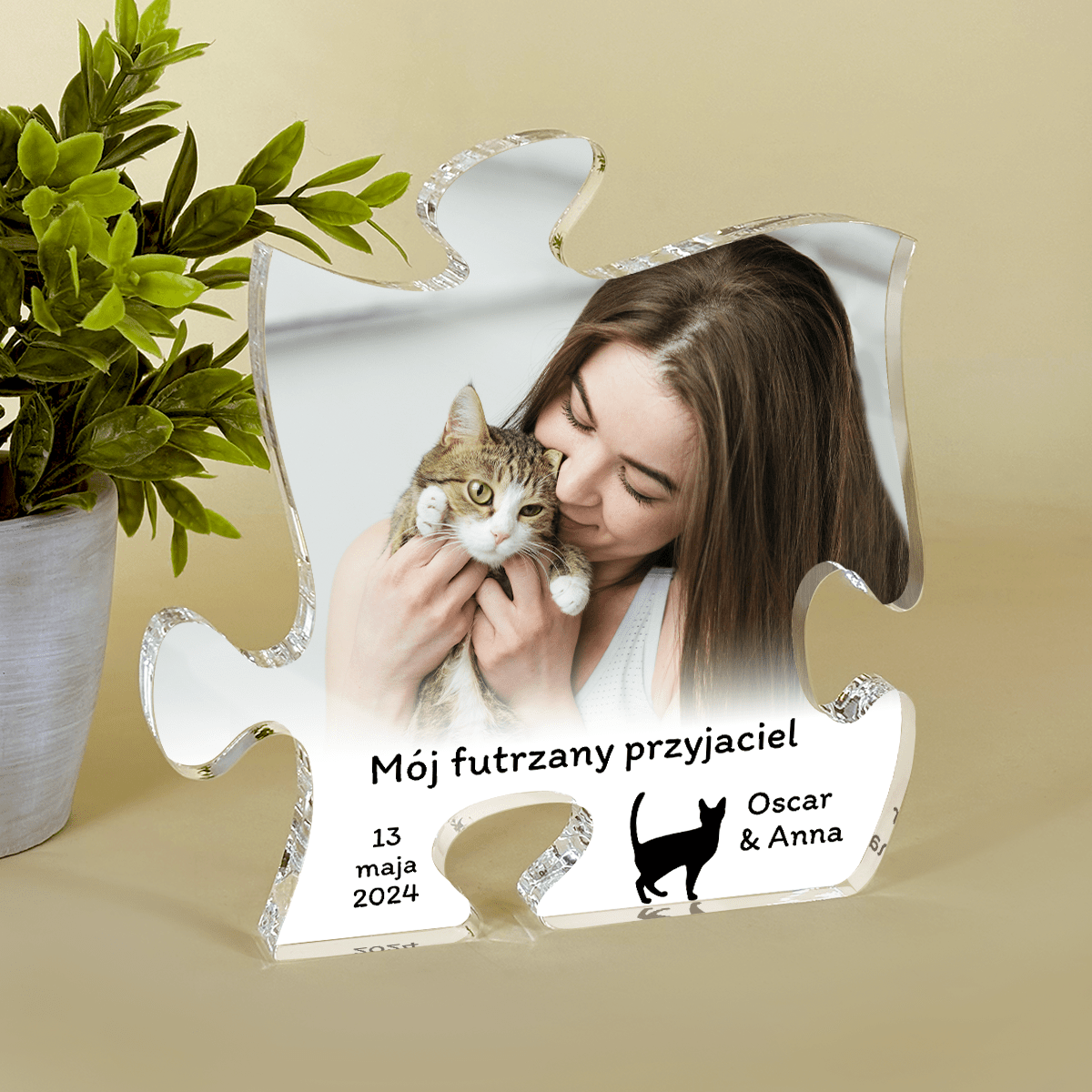 Mój futrzany przyjaciel - Druk na szkle - puzzel, spersonalizowany prezent - Adamell.pl